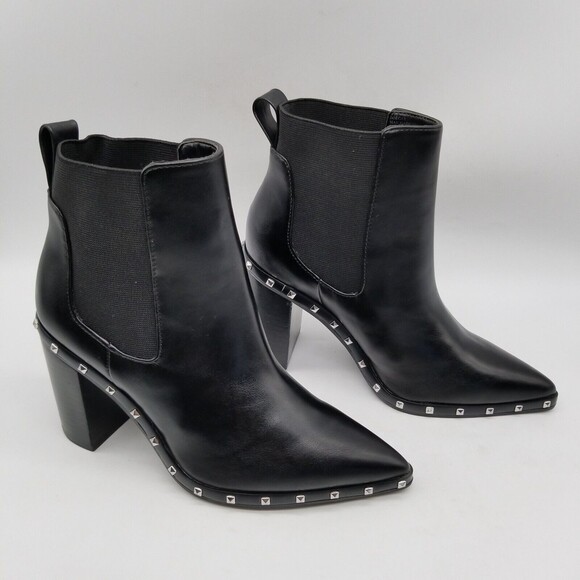 Charles David Black Ankle Boots with Silver Studs - Picture 4 of 8